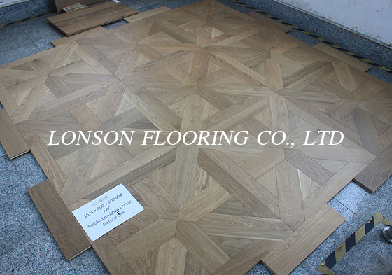 Natural Smoked Oak Tiles Parquet Flooring, Birch plywood, 800 *800MM